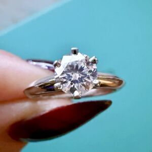 $7500++ Tiffany & Co. Solitaire Platinum Diamond Engagement Ring .62 TCW